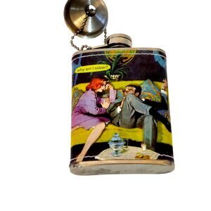 Anne Taintor Stainless Steel Hip Flask with the design "Why Am I Sober"